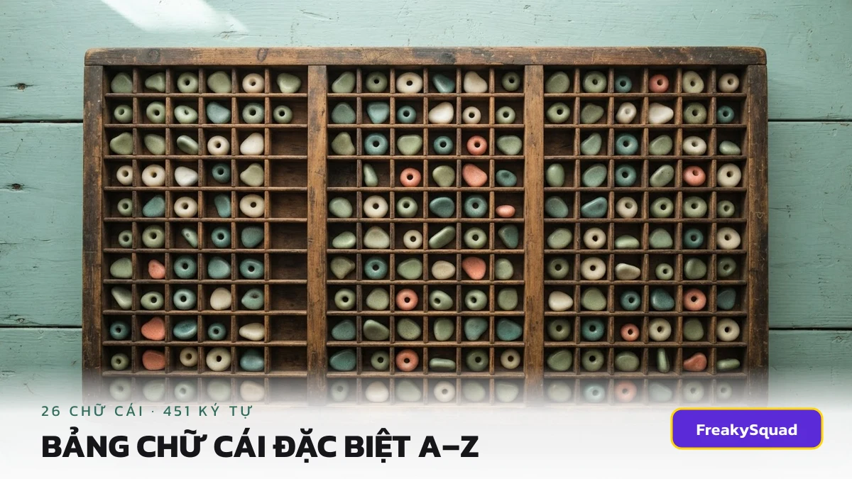 Bảng chữ cái đặc biệt A-Z gồm 451 kí tự thay cho 26 chữ cái